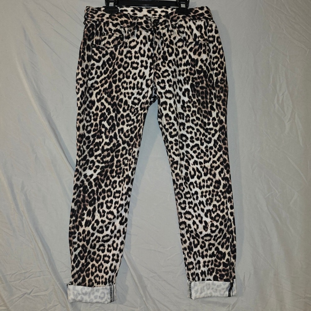 Rag & Bone Boyfriend Jeans 25 Women Tan Black Leopard Animal Print Mid Rise